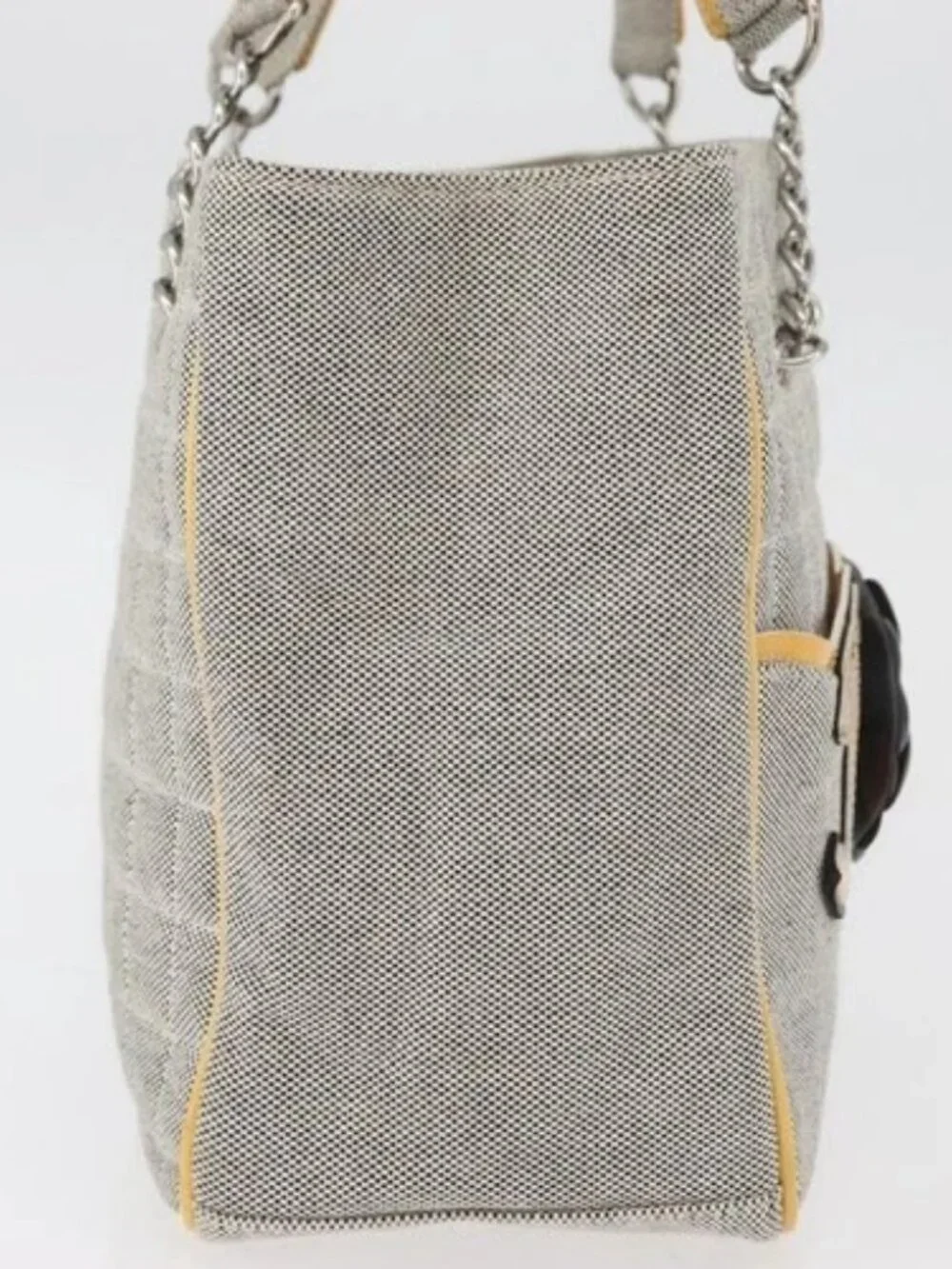 CHANEL Choco Bar Chain Shoulder Bag Canvas Gray Silver CC Auth 181350A